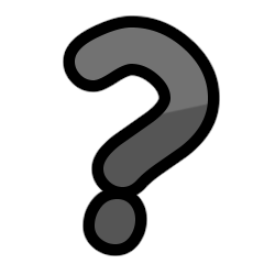 a gray question mark with black outline.